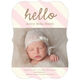 Light Pink Stripe Hello Photo Birth Announcements Image 1 of 6